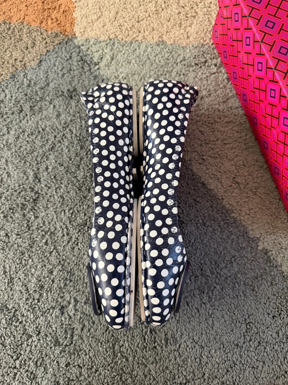 Tory Burch Ivory/Nautical Dot Print Minnie Travel Ballet